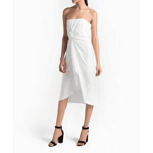 NWT A.L.C. Roya Dress in Eggshell Size 10 Strapless Draped Midi Chic Classy Sexy